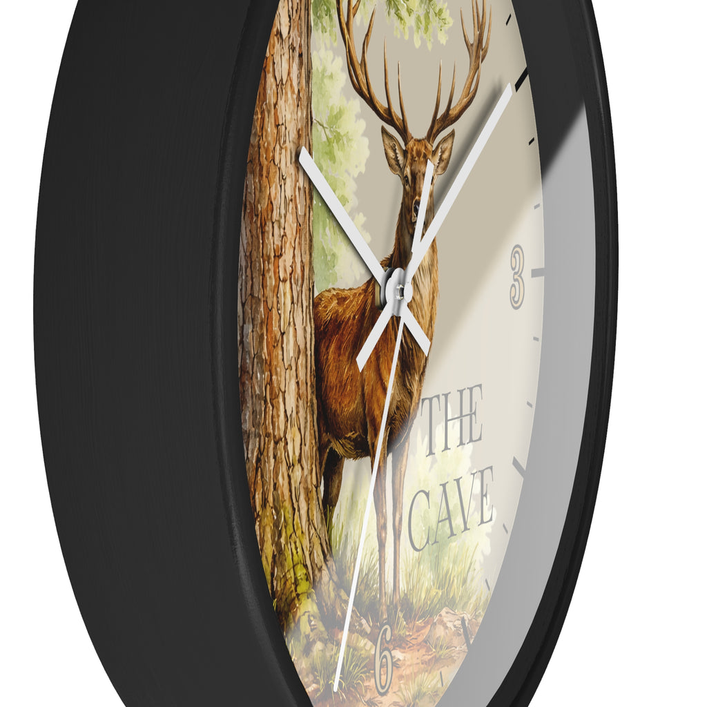 Custom Buck Deer Wall Clock — Rustic Woodland Man Cave Decor