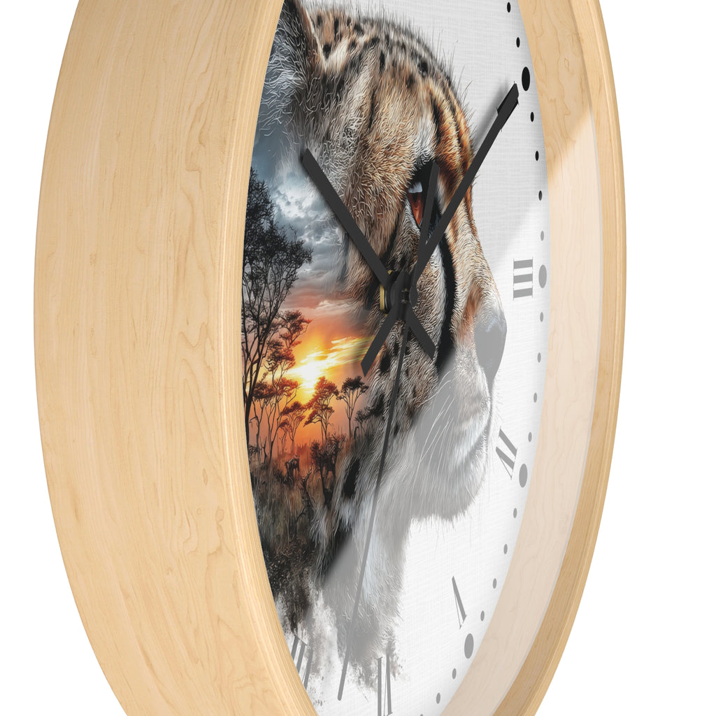 Cheetah Sunset Wall Clock — Safari Animal Landscape Decor