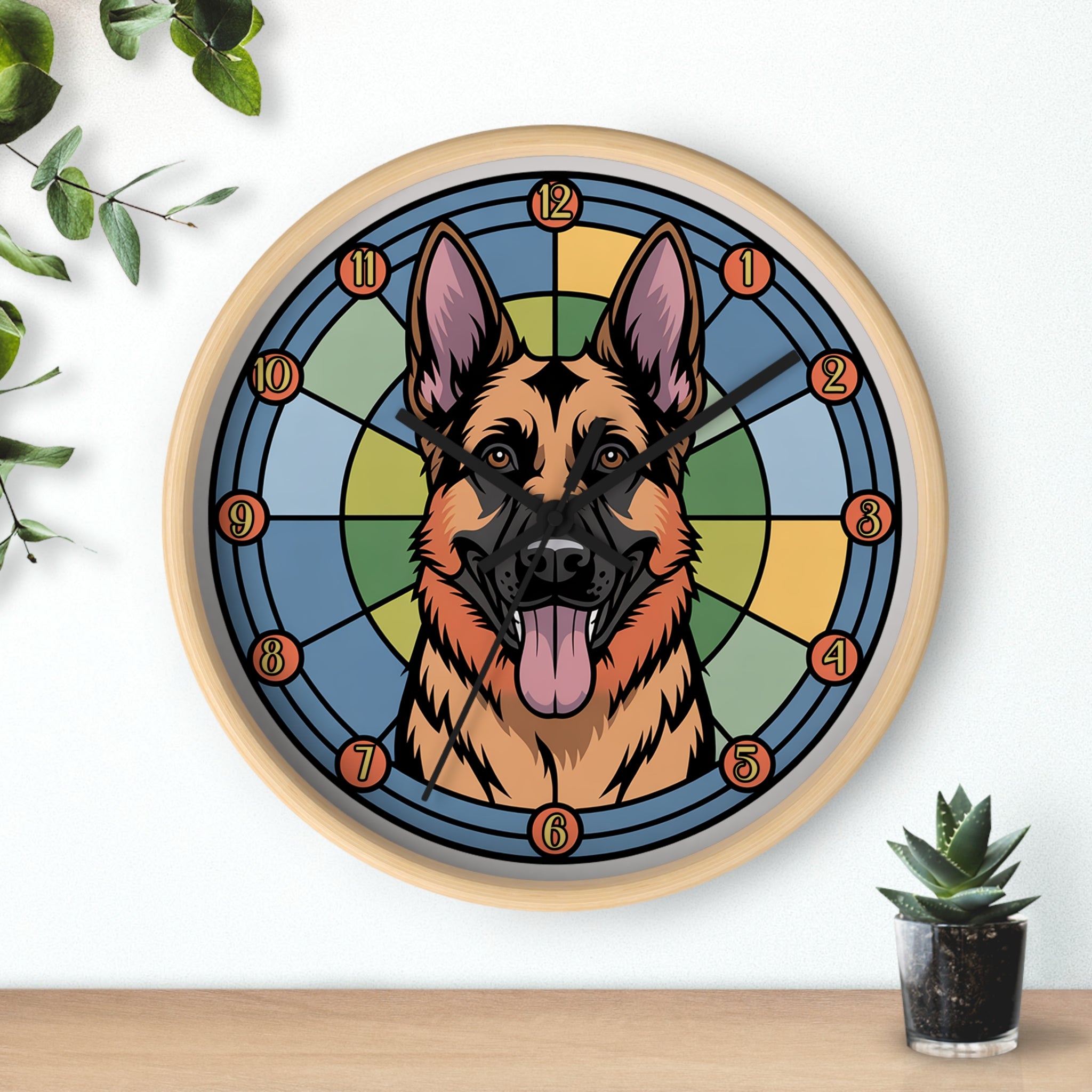 German Shepherd Colorful Wall Clock — Canine Home Decor