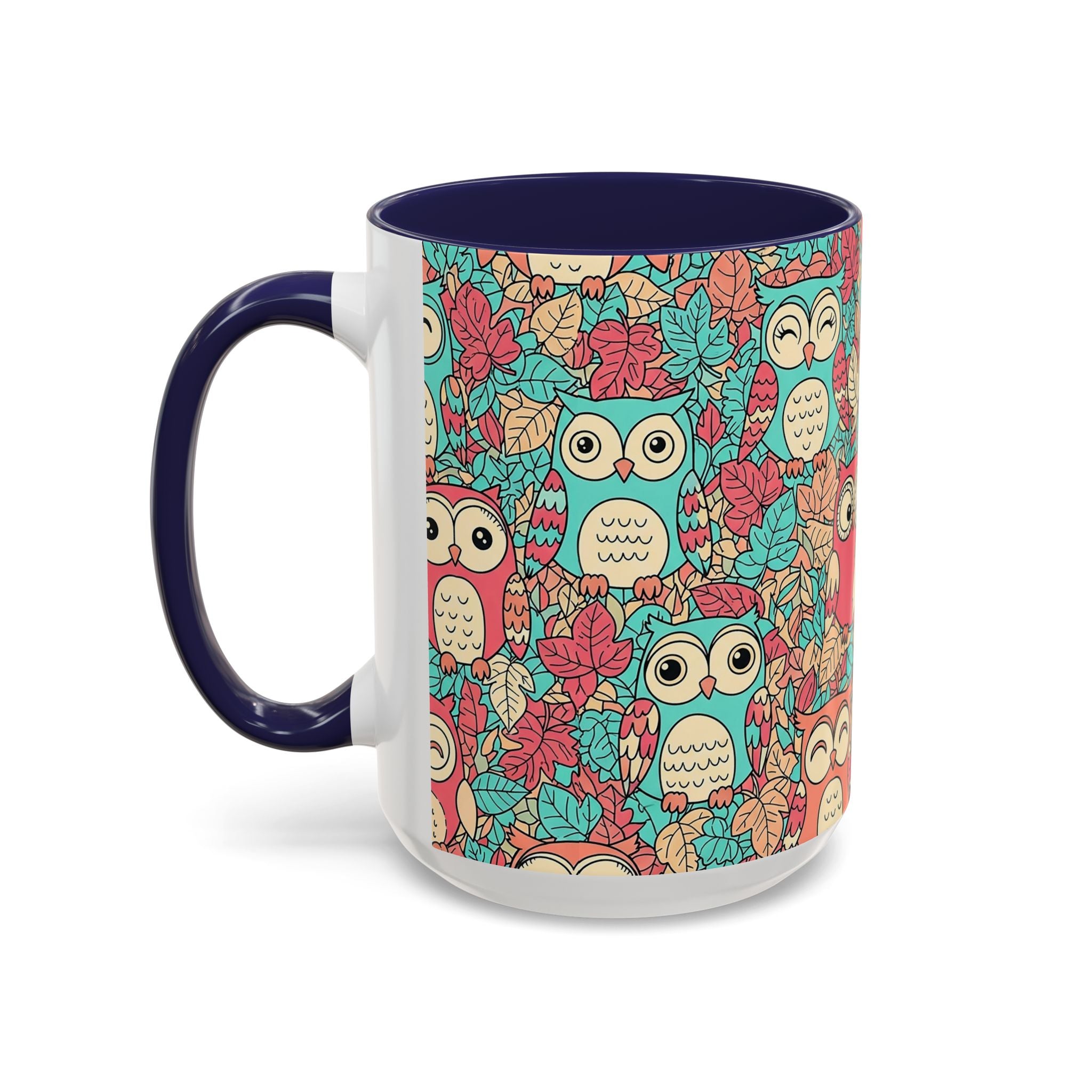 Colorful Owl Pattern Coffee Mug — Cute Woodland Tea & Coffee Cup (11/15oz)
