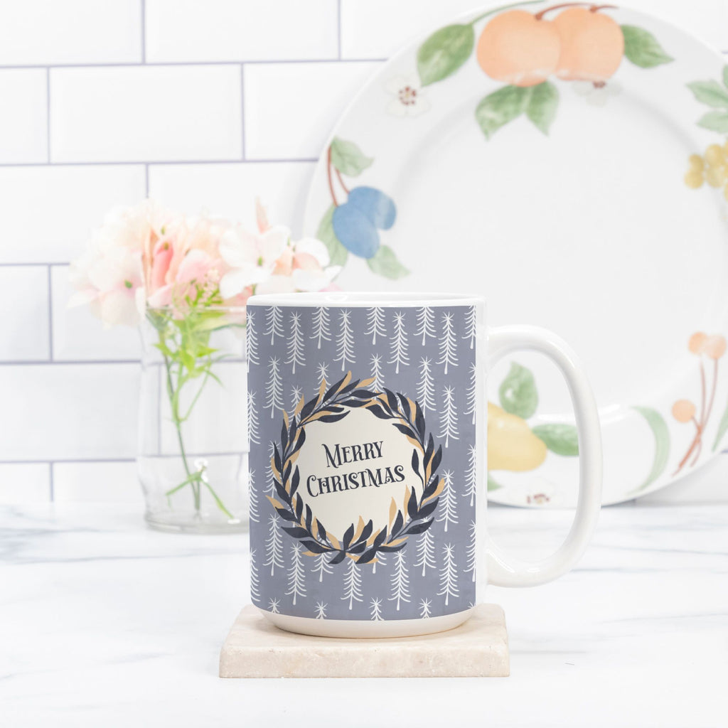 Merry Christmas Wreath Mug Deluxe 15oz.