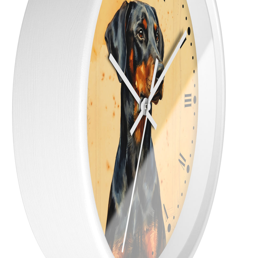 Doberman Pinscher Portrait Wall Clock — Rustic Dog Decor for Pet Lovers