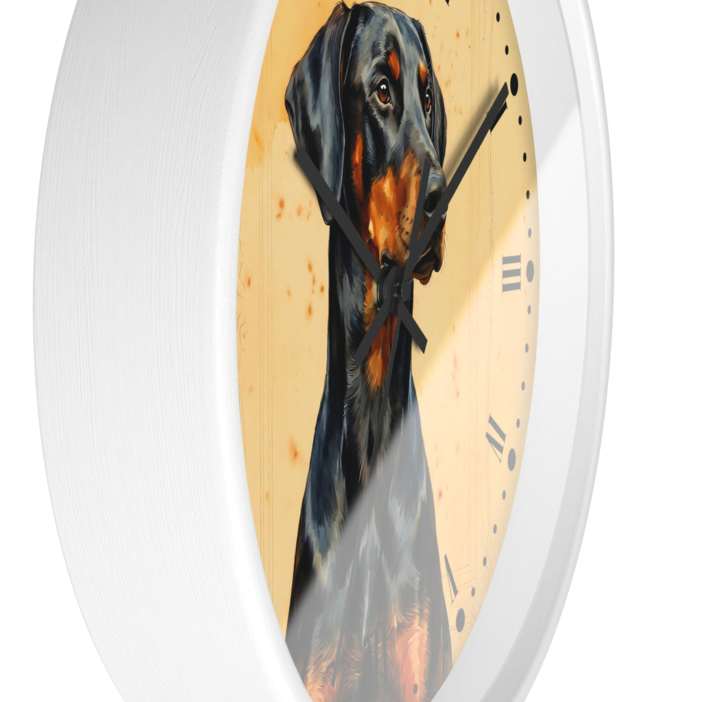 Doberman Pinscher Portrait Wall Clock — Rustic Dog Decor for Pet Lovers