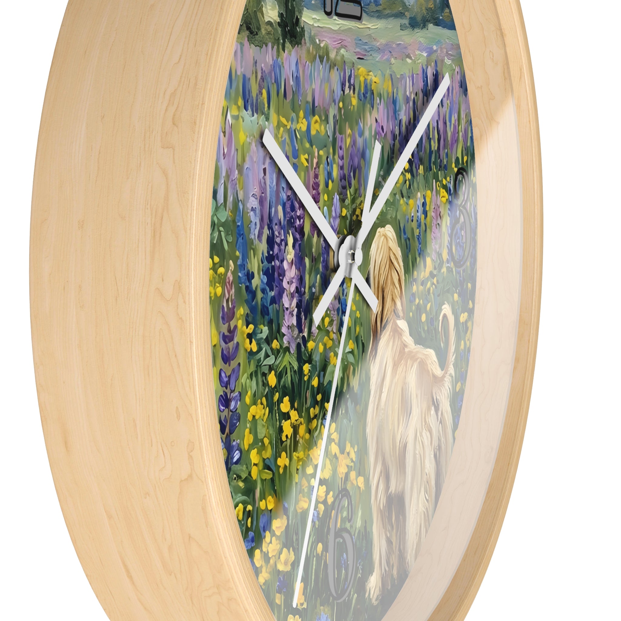 Afghan Hound in Wildflower Field Wall Clock | Dog Lover Wall Decor