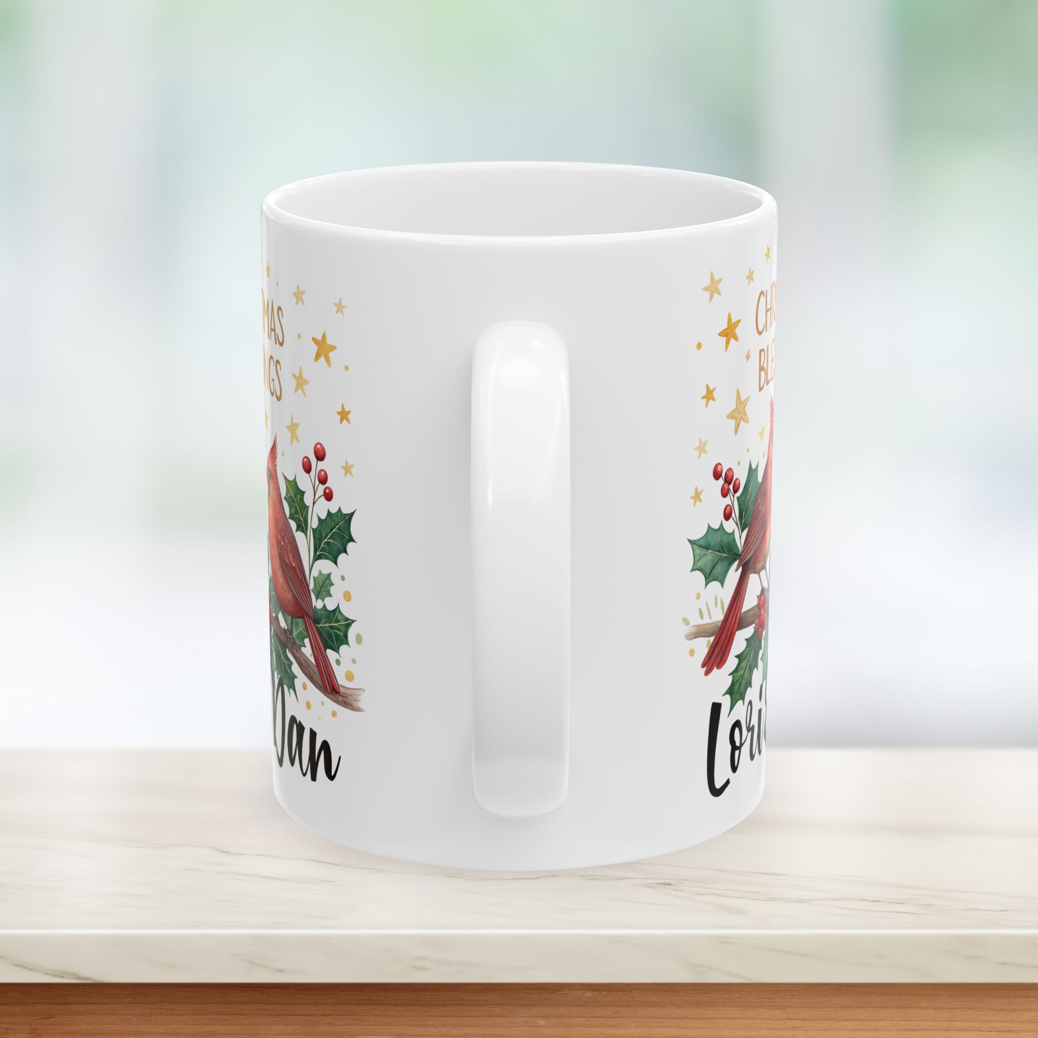 Cardinal Bird Couple Christmas Mug | Christmas Holiday Coffee Cup