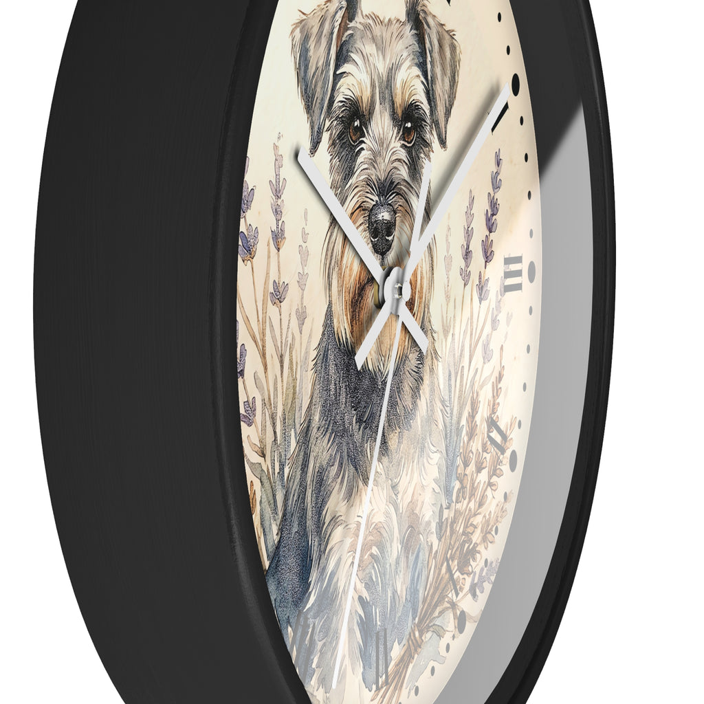 Miniature Schnauzer Lavender Wall Clock — Rustic Farmhouse Dog Decor
