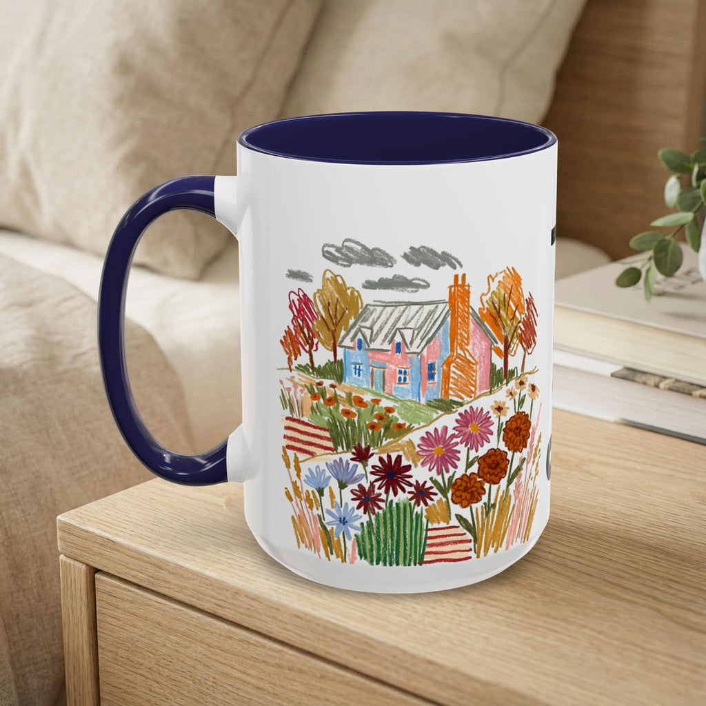 Personalized Floral Cottage Coffee Mug | Custom Name Accent Mug (11/15oz)