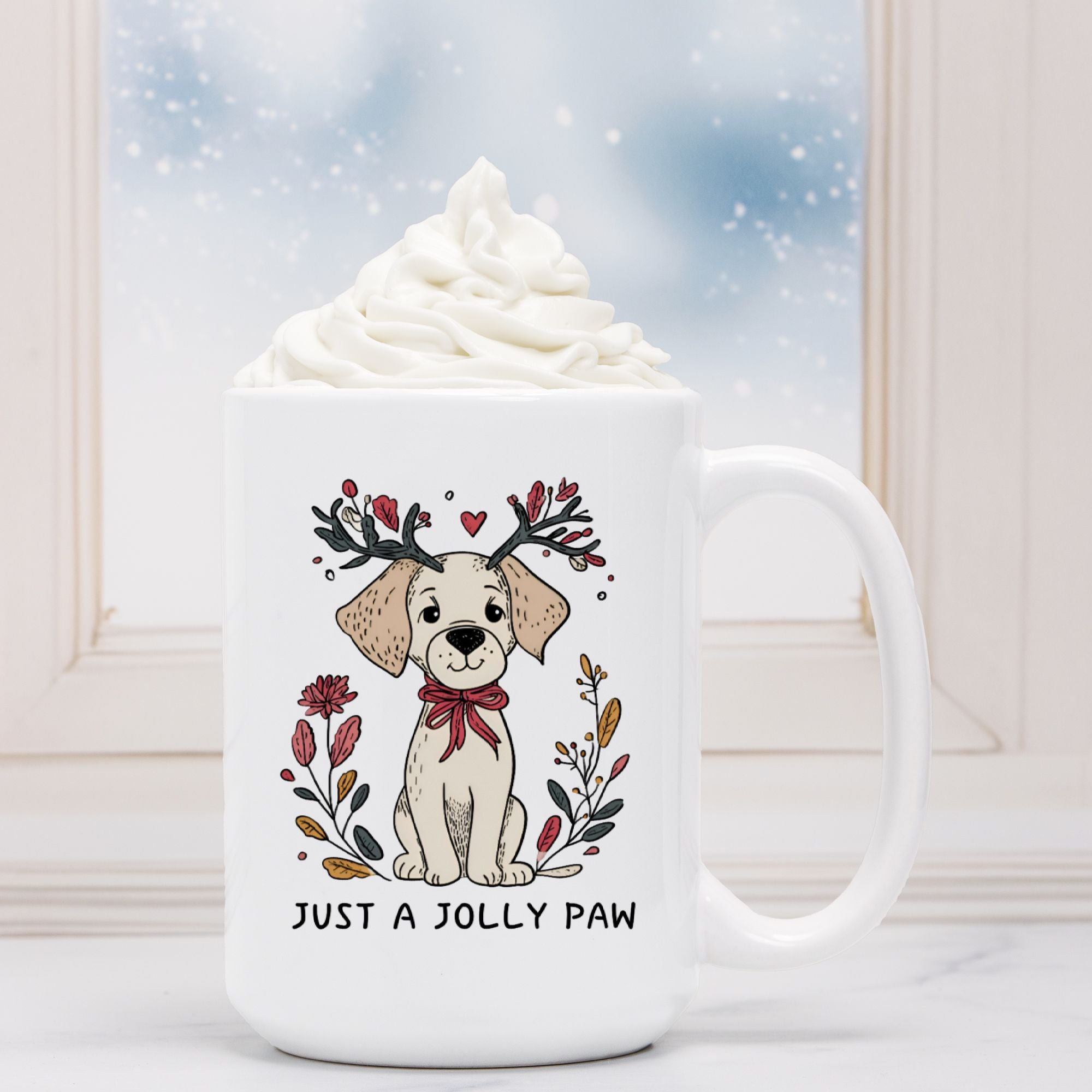 Dog Just A Jolly Paw Christmas Mug Deluxe 15oz.