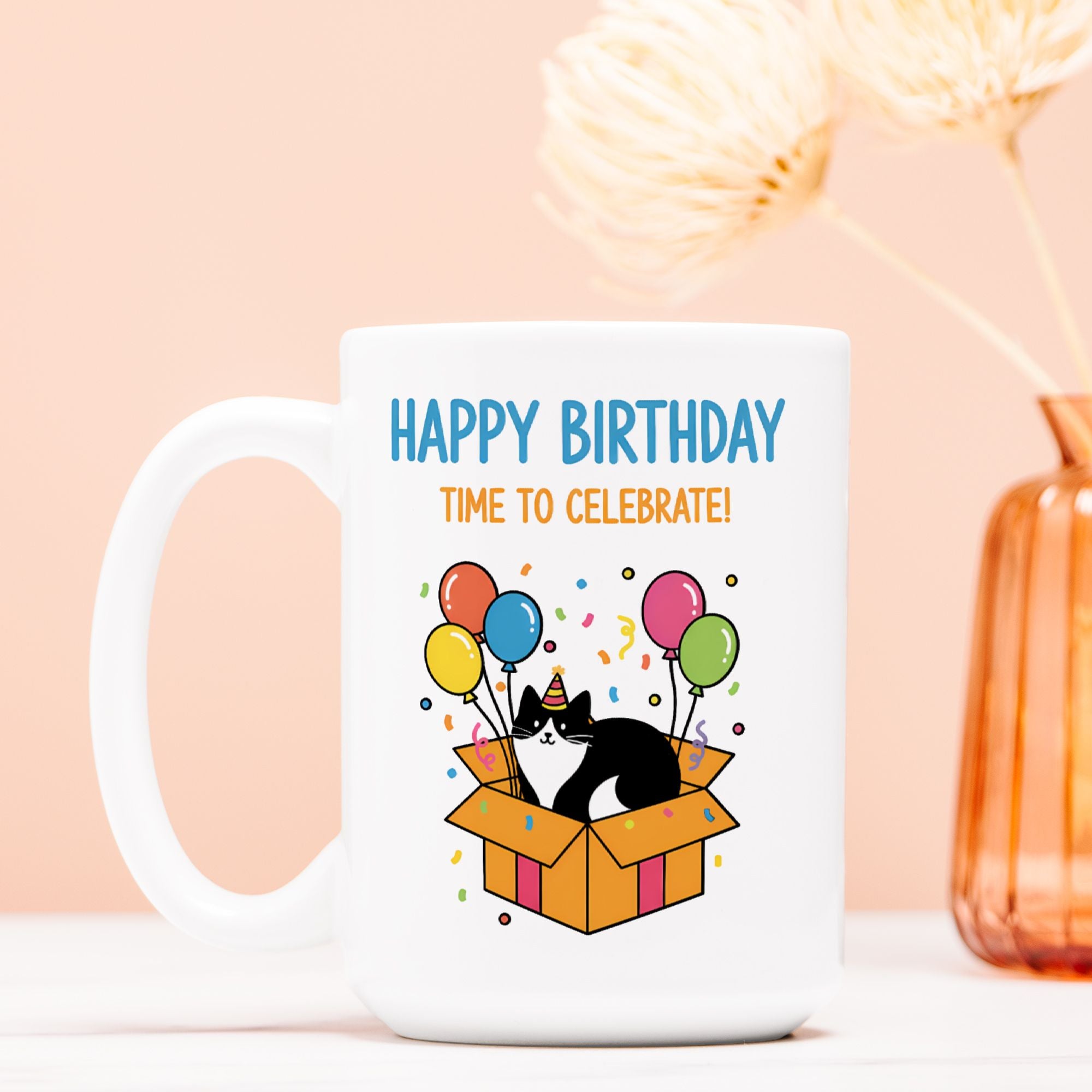 Cat Birthday Time To Celebrate Mug Deluxe 15oz.
