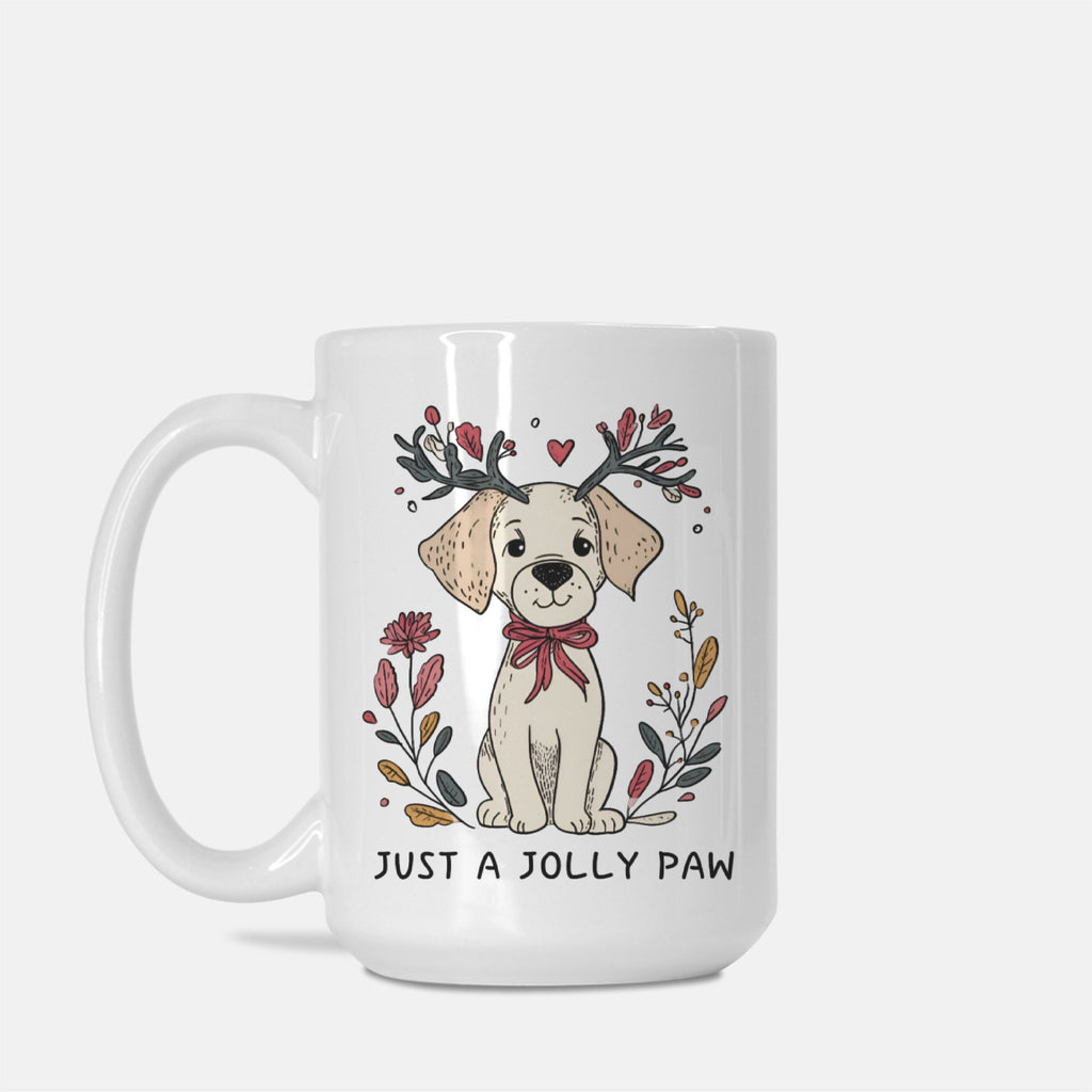 Dog Just A Jolly Paw Christmas Mug Deluxe 15oz.