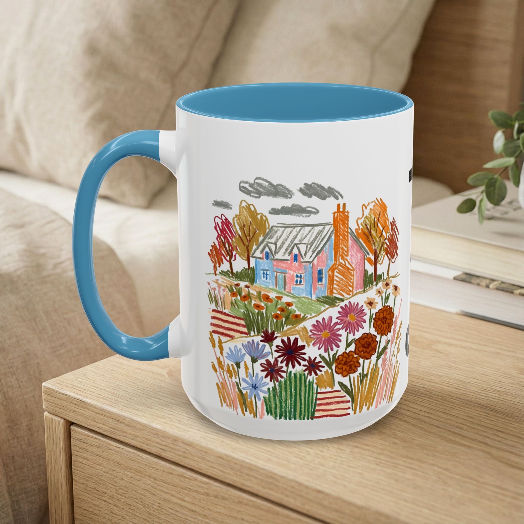 Personalized Floral Cottage Coffee Mug | Custom Name Accent Mug (11/15oz)