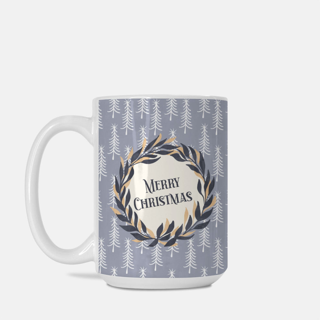 Merry Christmas Wreath Mug Deluxe 15oz.