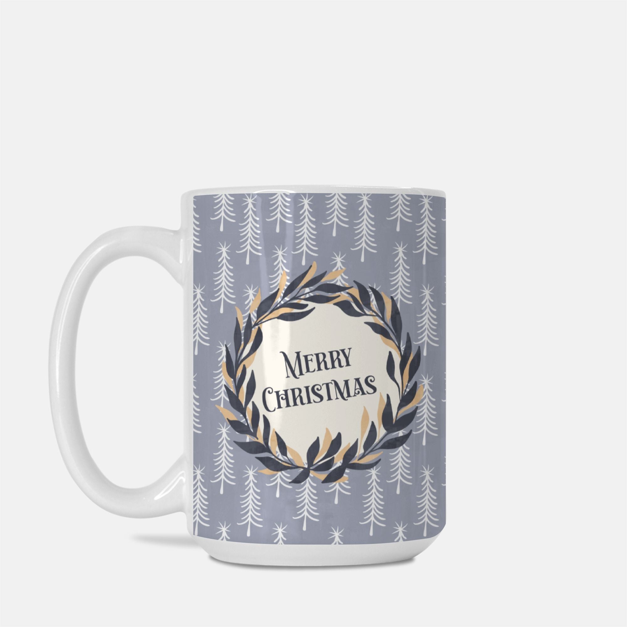 Merry Christmas Wreath Mug Deluxe 15oz.