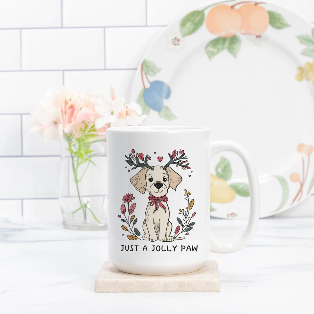 Dog Just A Jolly Paw Christmas Mug Deluxe 15oz.
