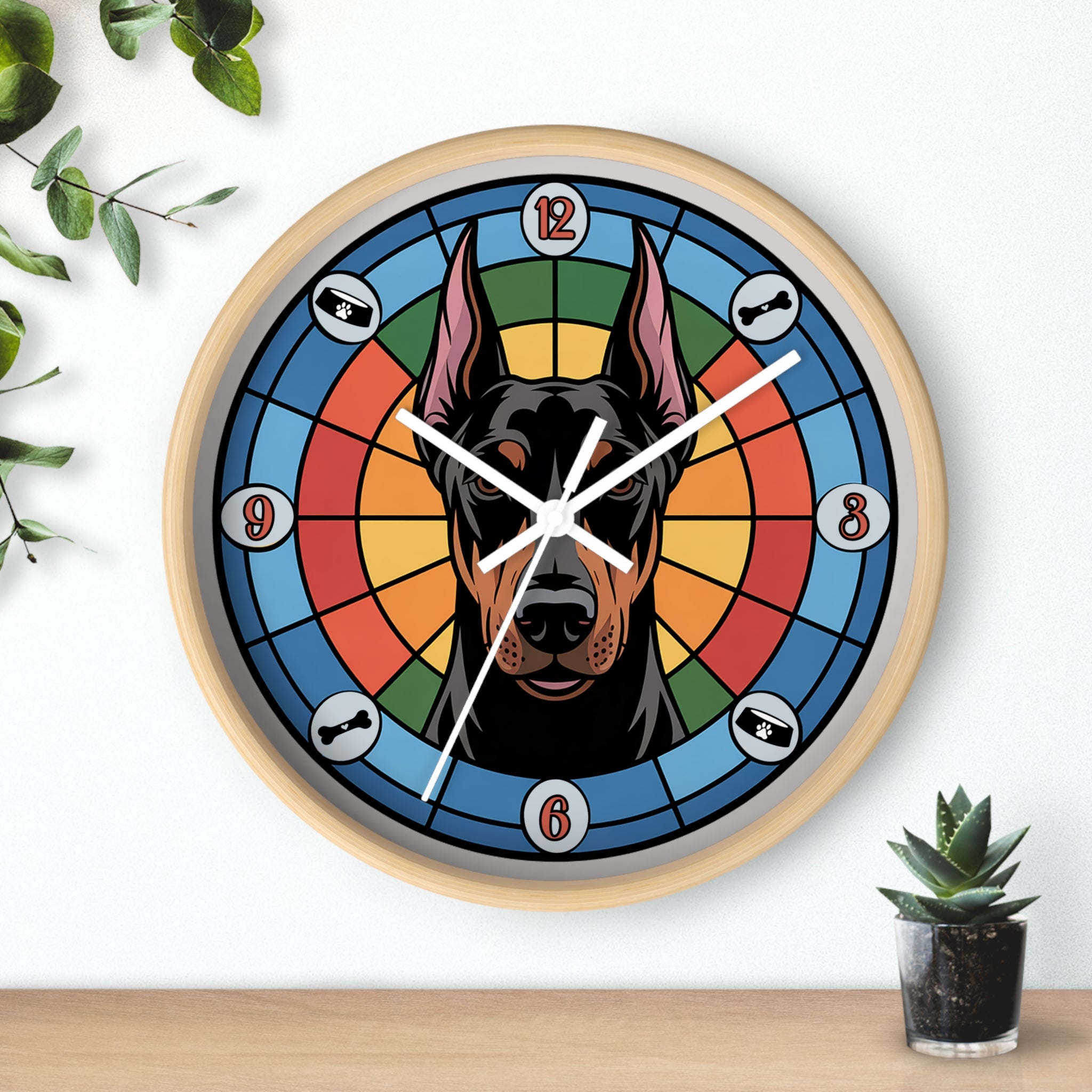 Doberman Pincer Color Wheel Wall Clock — Dog Home Decor