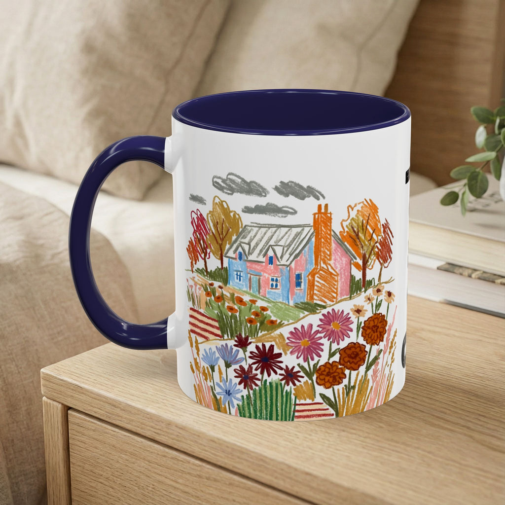Personalized Floral Cottage Coffee Mug | Custom Name Accent Mug (11/15oz)