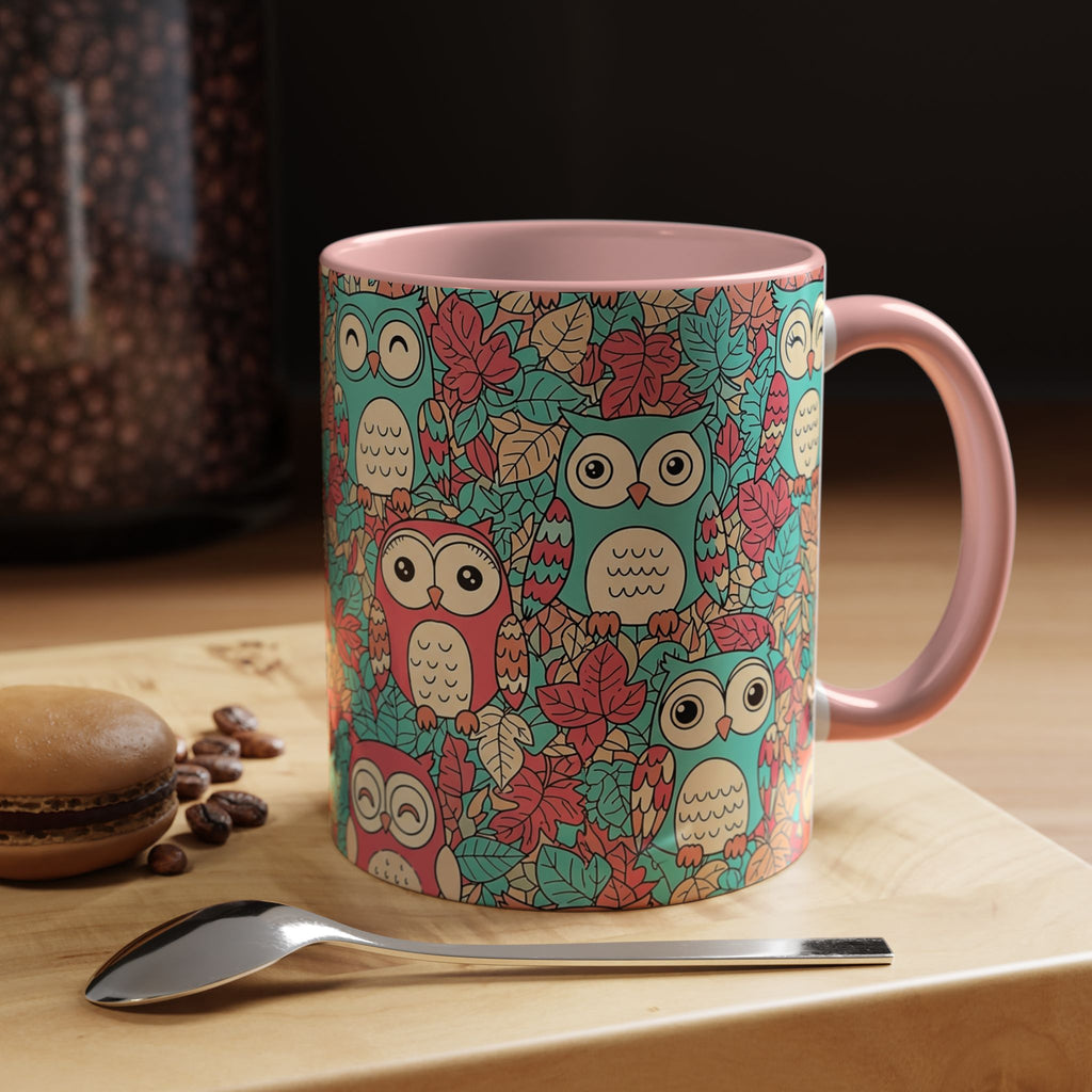 Colorful Owl Pattern Coffee Mug — Cute Woodland Tea & Coffee Cup (11/15oz)