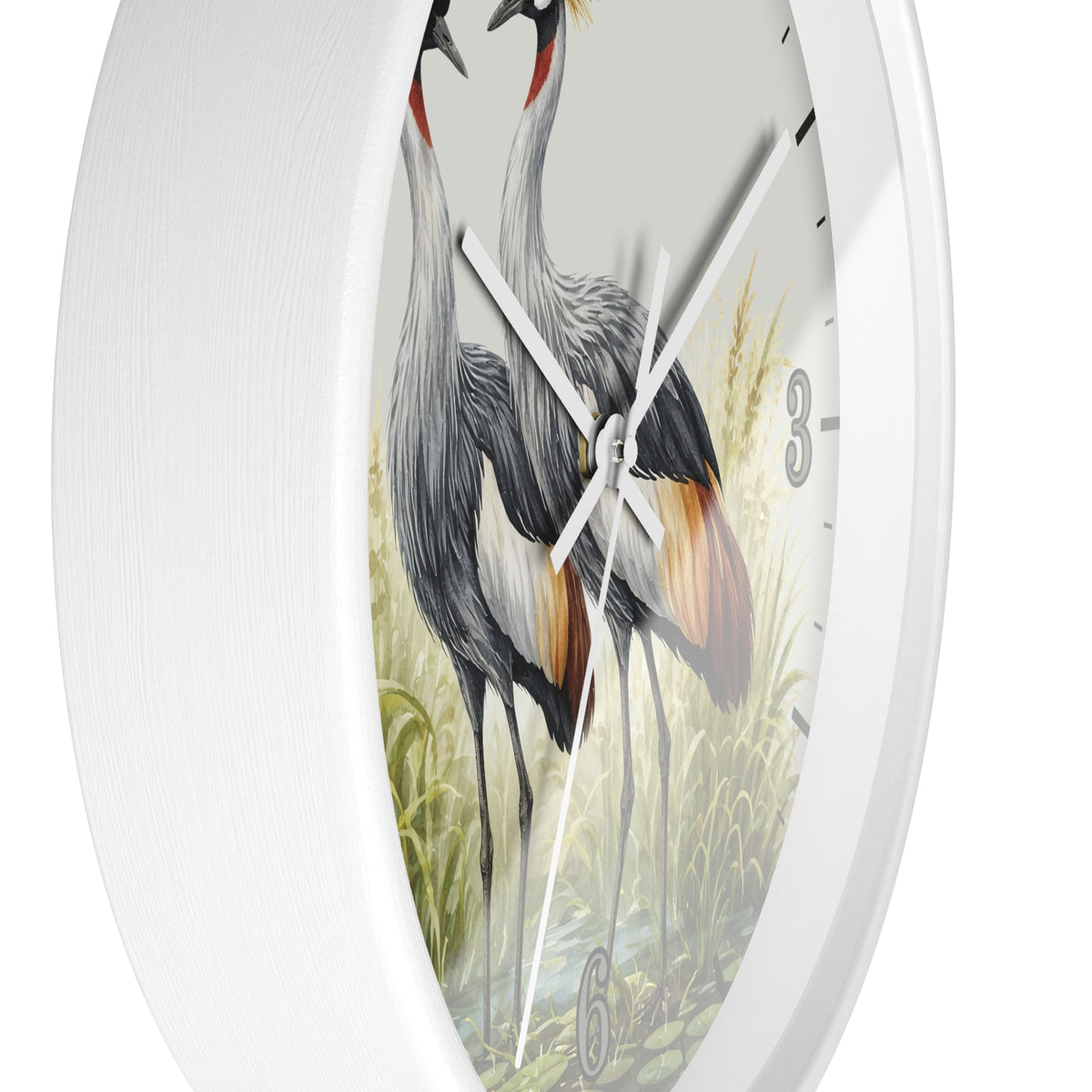 Grey Crowned Crane Bird Wall Clock — Elegant Wildlife Art Decor for Home & Office