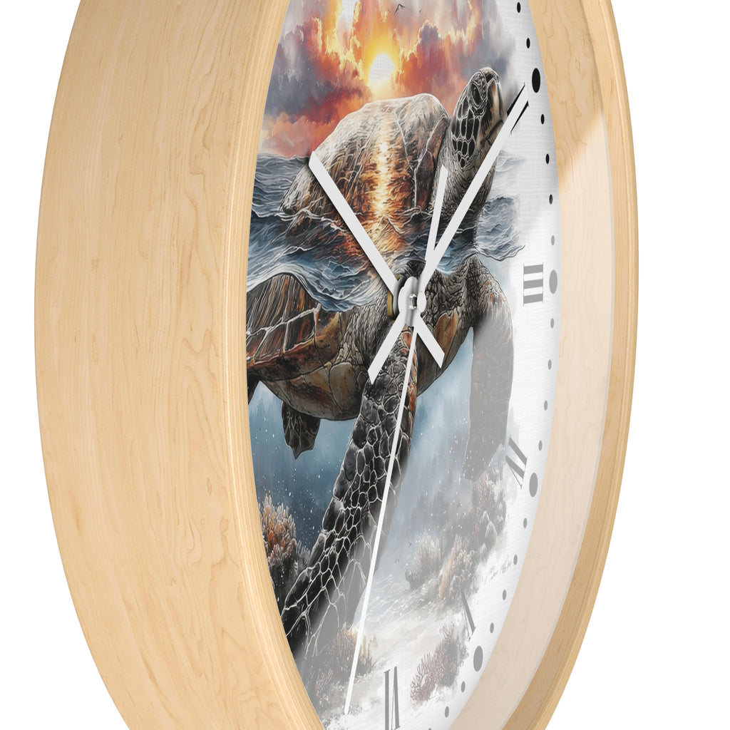 Sea Turtle Ocean Sunset Wall Clock
