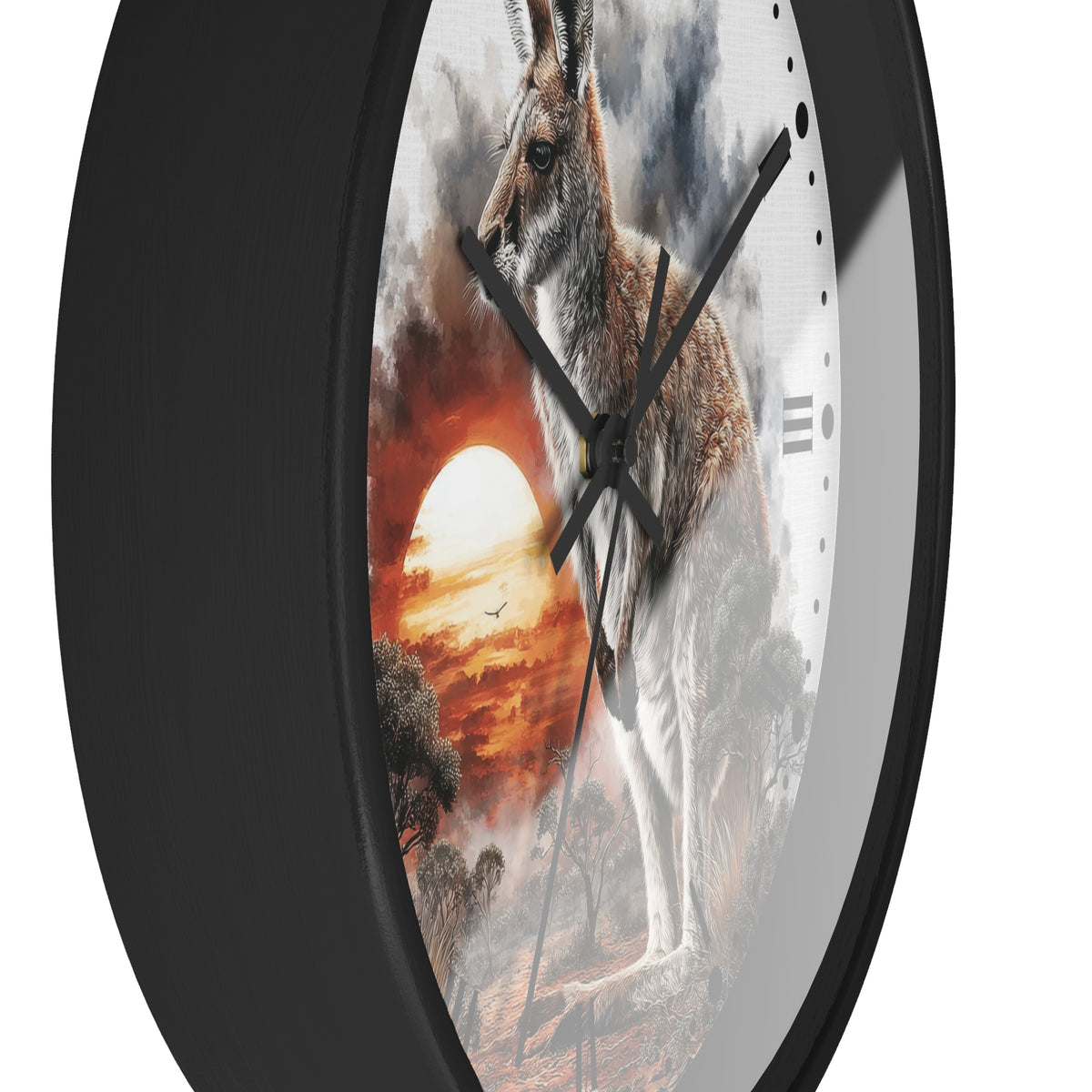Kangaroo Sunset Wall Clock — Australian Wildlife Decor