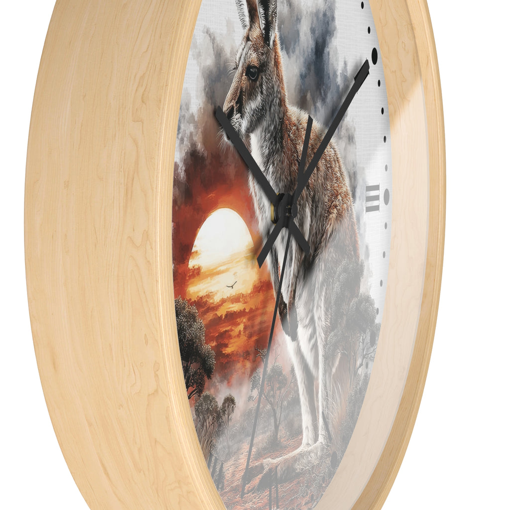 Kangaroo Sunset Wall Clock — Australian Wildlife Decor