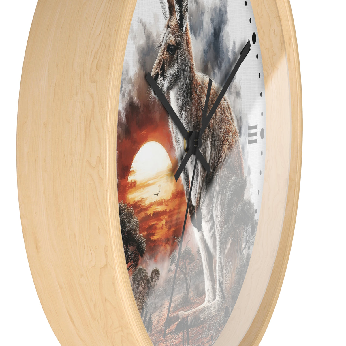 Kangaroo Sunset Wall Clock — Australian Wildlife Decor