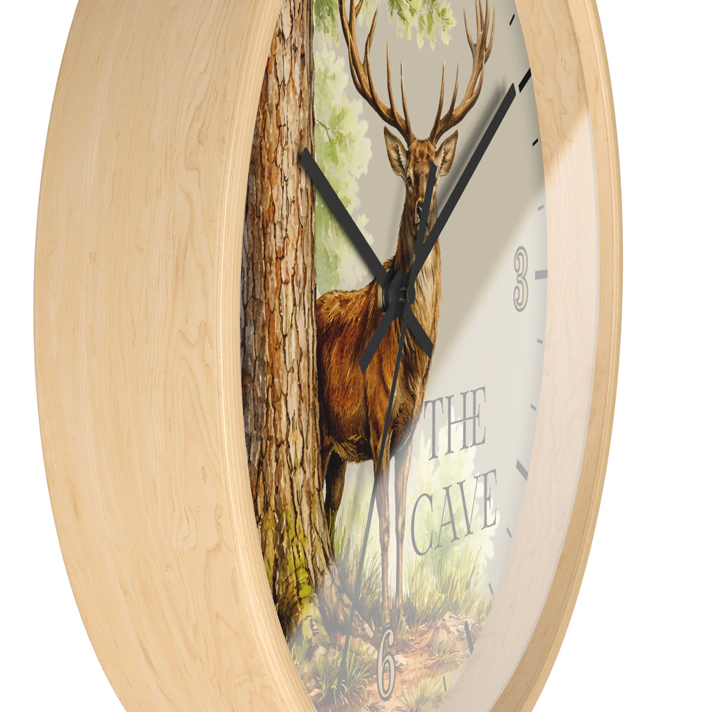 Custom Buck Deer Wall Clock — Rustic Woodland Man Cave Decor