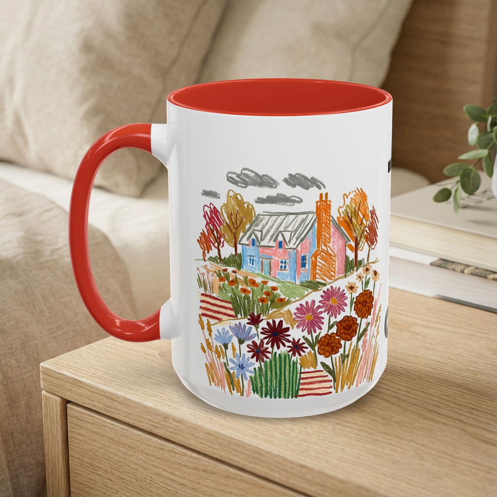 Personalized Floral Cottage Coffee Mug | Custom Name Accent Mug (11/15oz)