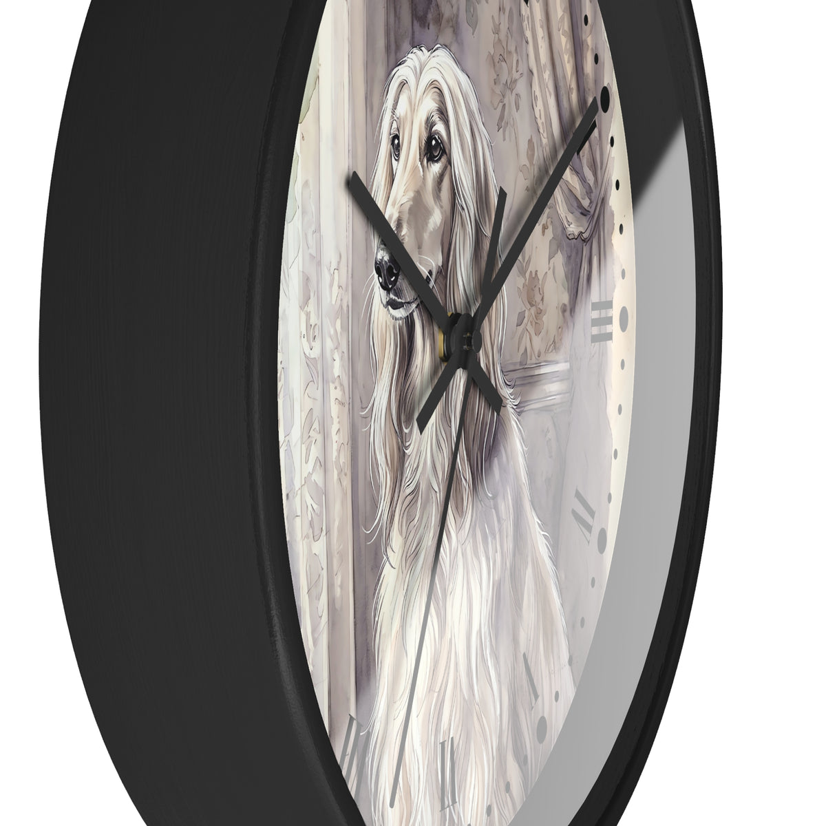 Afghan Hound Portrait Wall Clock — Vintage-Inspired Dog Lover Decor