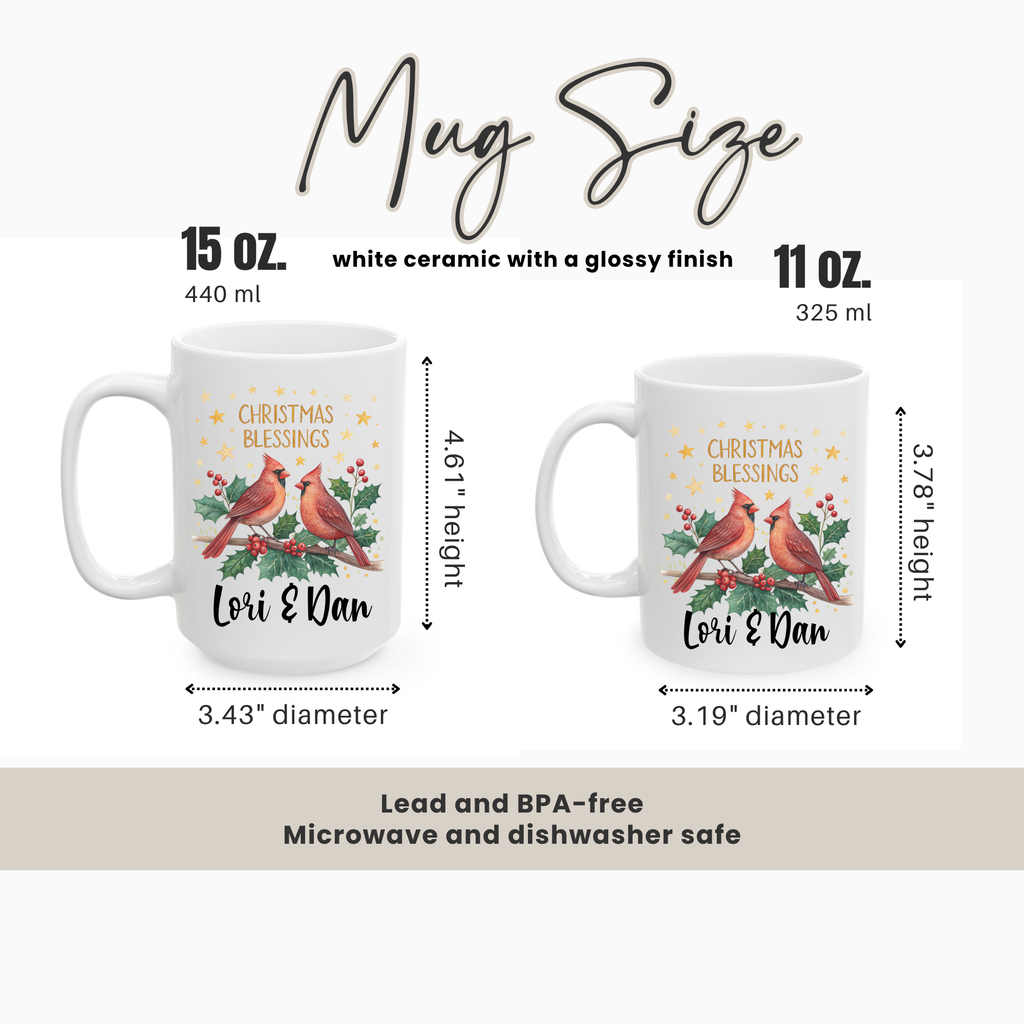 Cardinal Bird Couple Christmas Mug | Christmas Holiday Coffee Cup