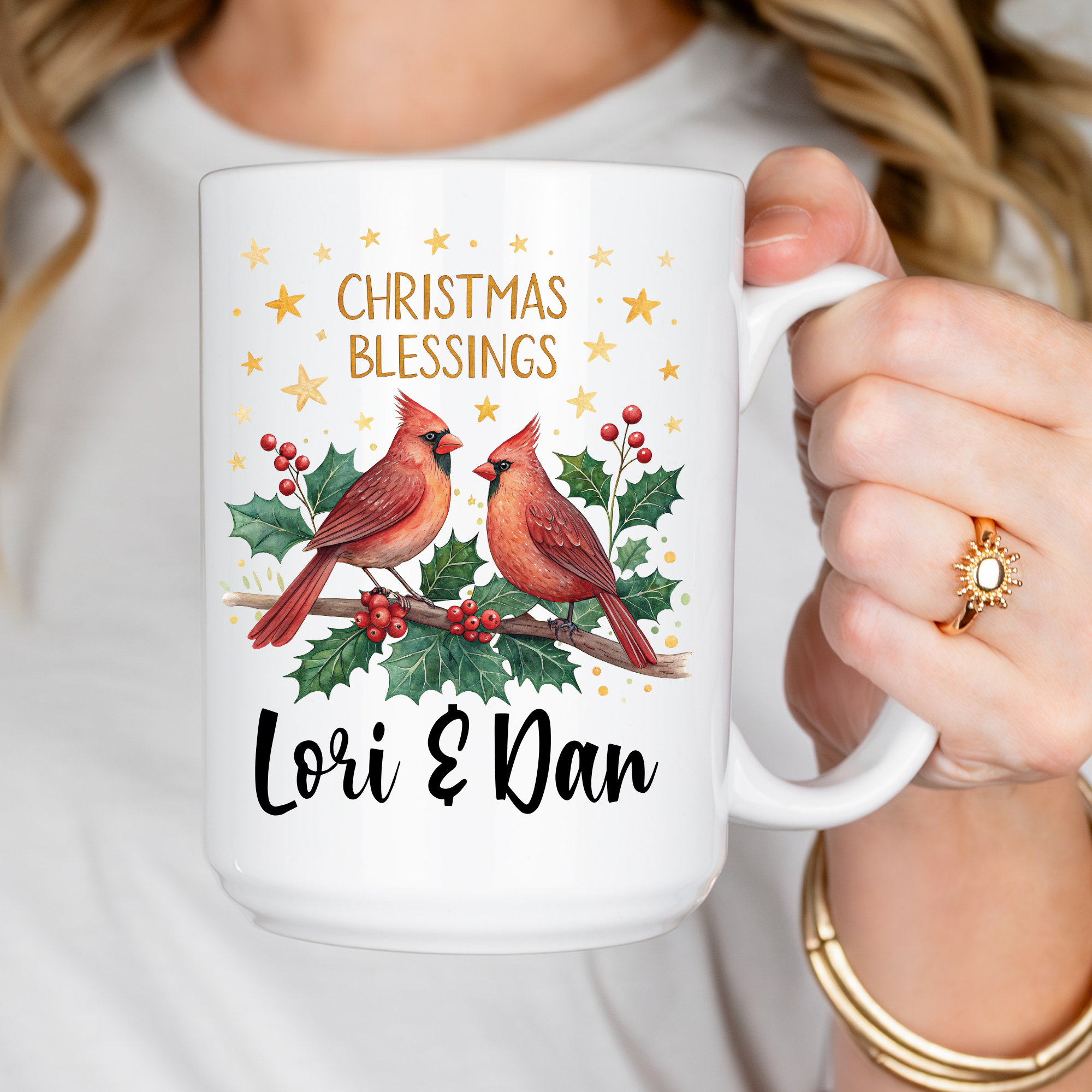 Cardinal Bird Couple Christmas Mug | Christmas Holiday Coffee Cup