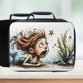 Lunch bag with a mermaid design on a white background
