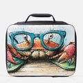  insulated lunch bag with a crab wearing glasses and flip flops design