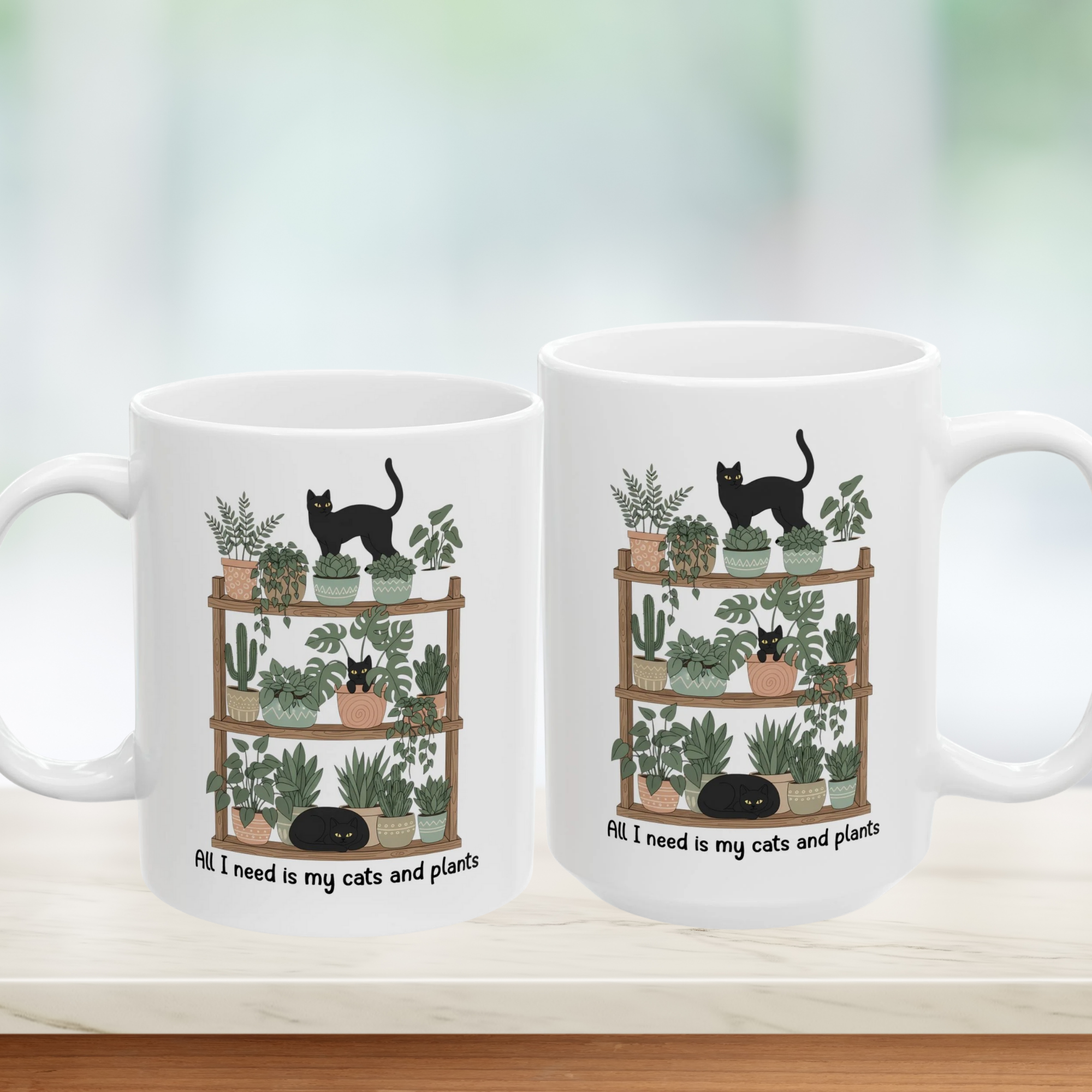 All I Need Is My Cats and Plants Mug | Cat Mom Gift