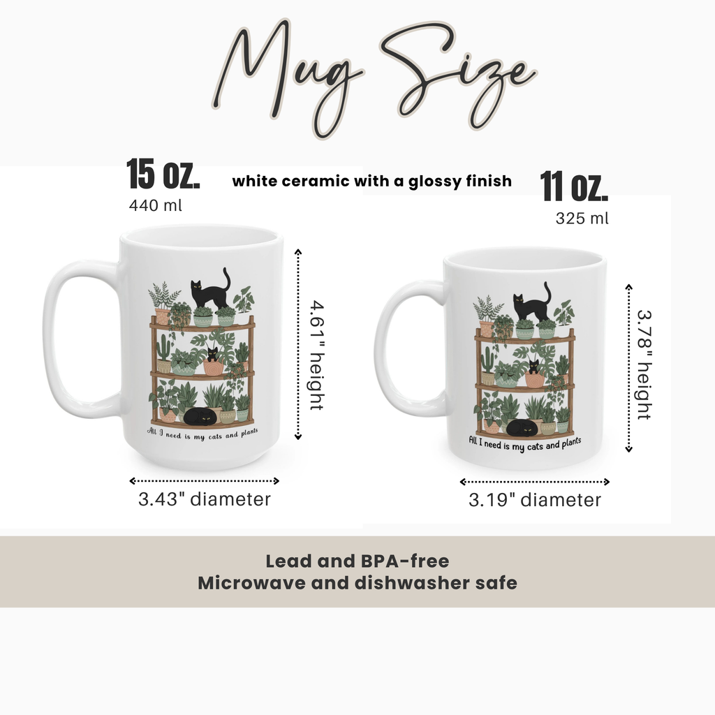 All I Need Is My Cats and Plants Mug | Cat Mom Gift