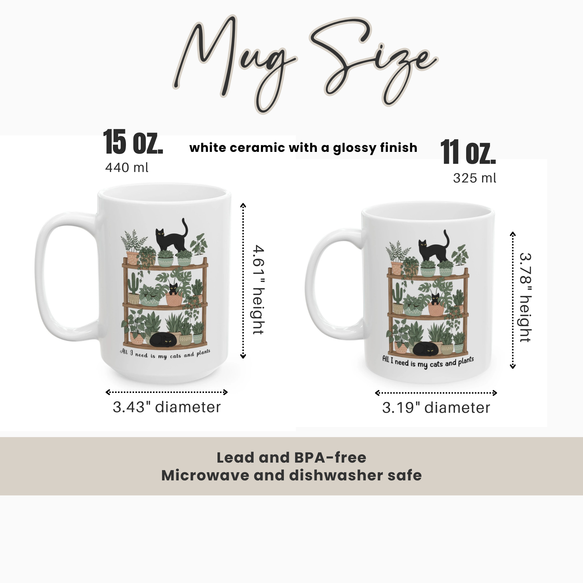 All I Need Is My Cats and Plants Mug | Cat Mom Gift