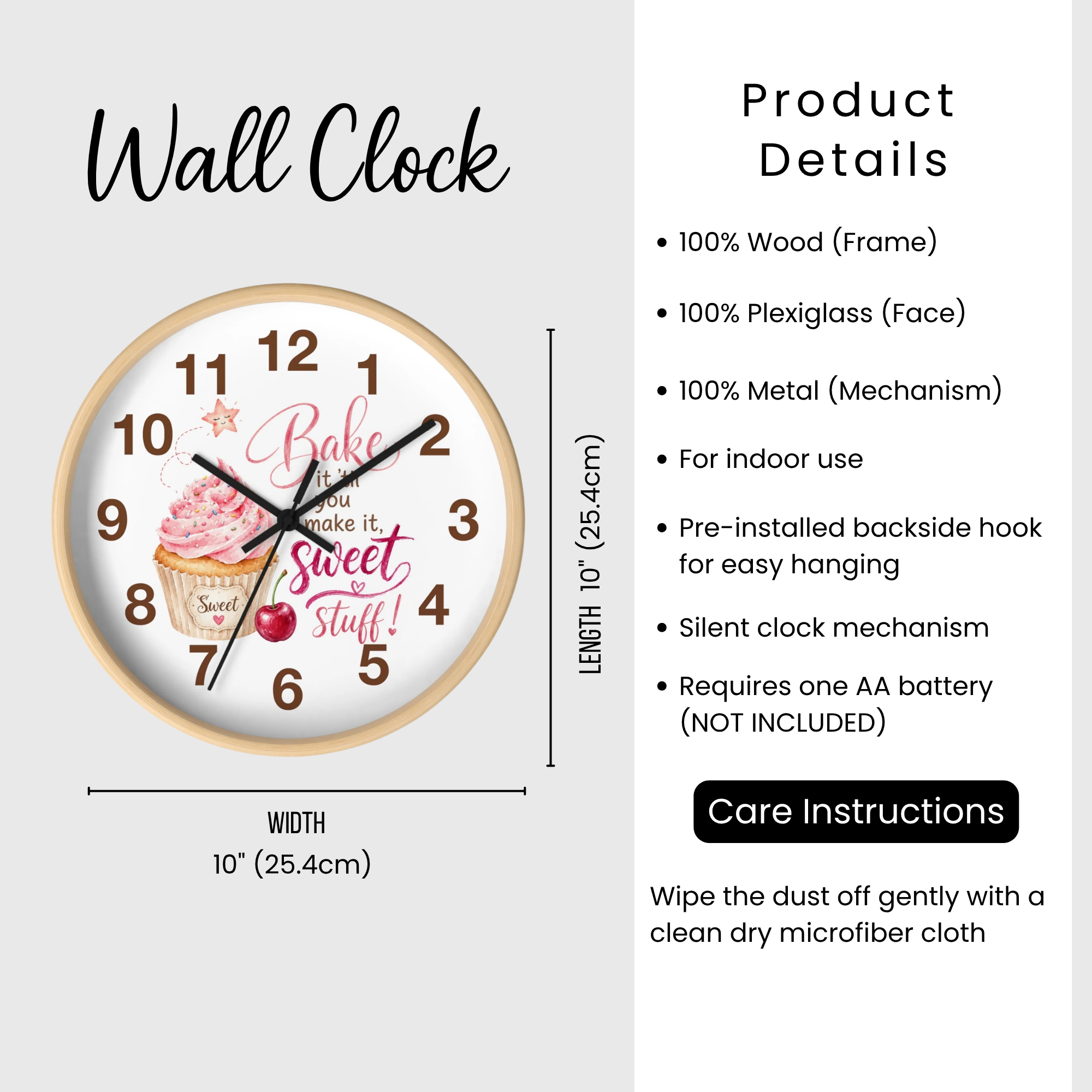Kitchen Wall Clock - "Bake It 'til You Make It, Sweet Stuff!"