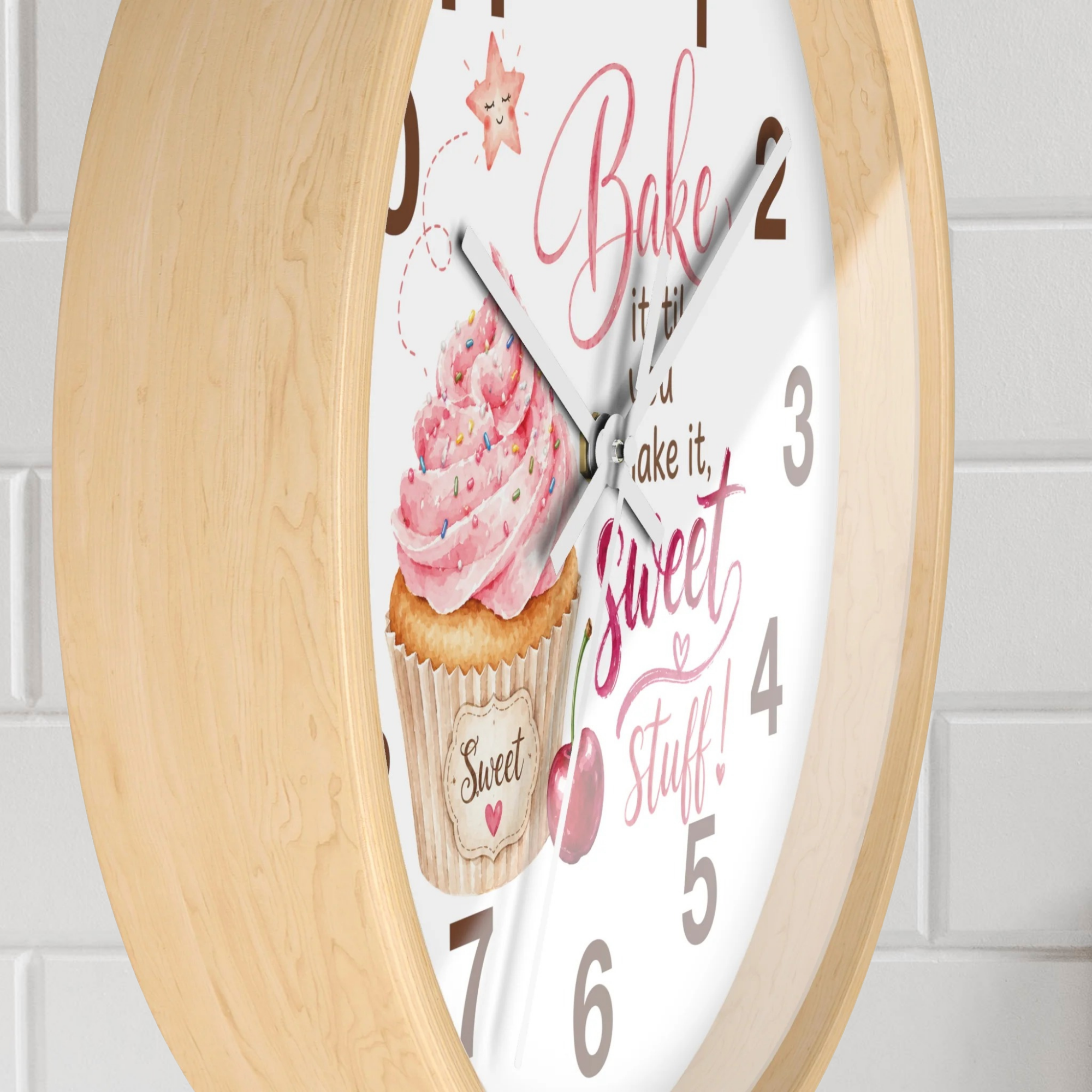 Kitchen Wall Clock - "Bake It 'til You Make It, Sweet Stuff!"