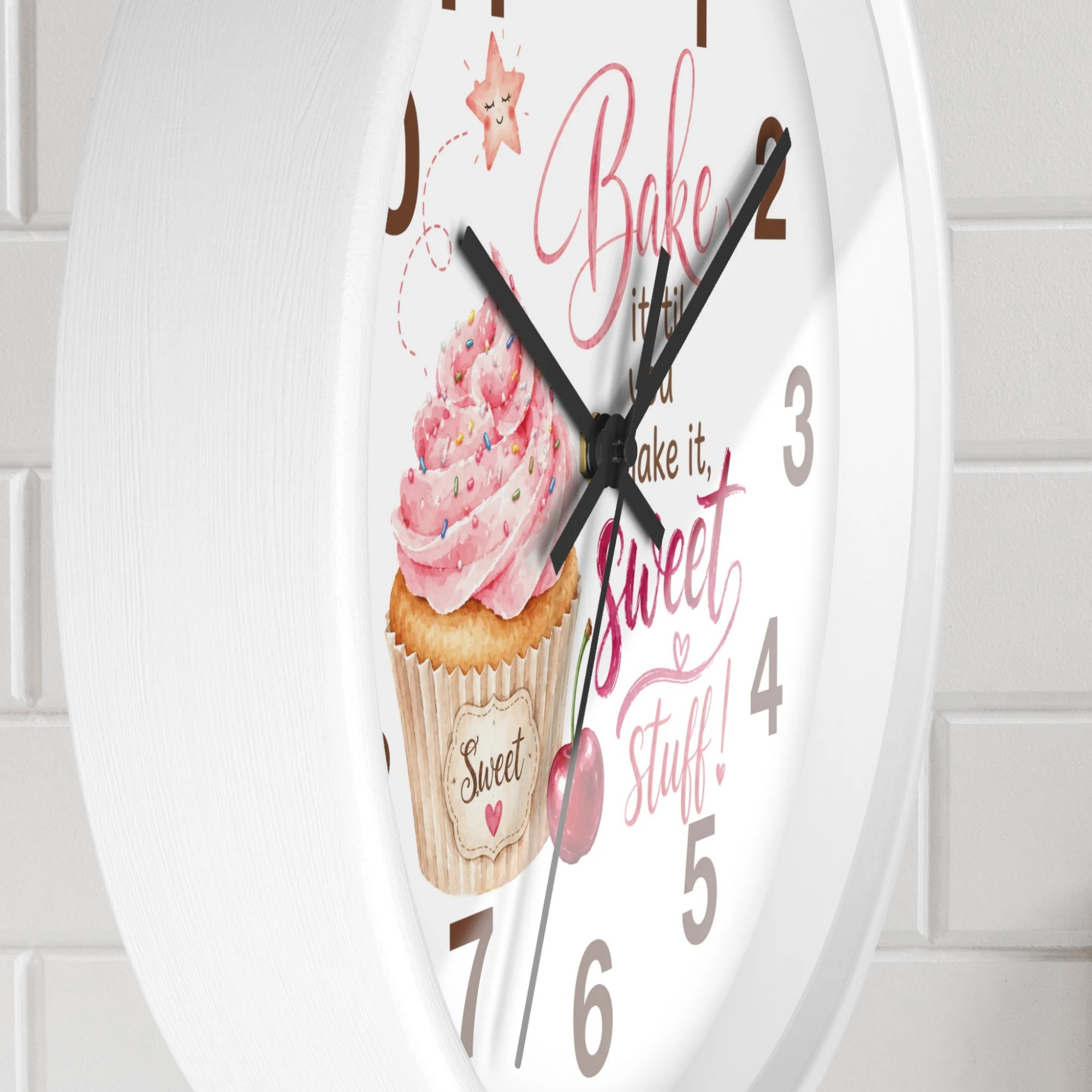 Kitchen Wall Clock - "Bake It 'til You Make It, Sweet Stuff!"
