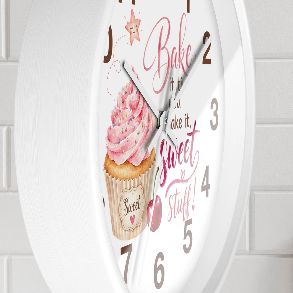 Kitchen Wall Clock - "Bake It 'til You Make It, Sweet Stuff!"