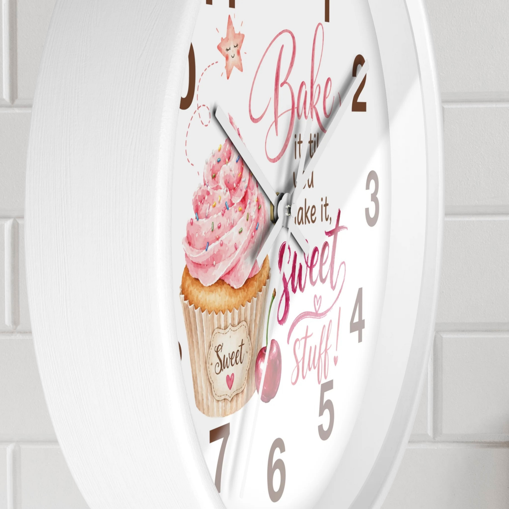 Kitchen Wall Clock - "Bake It 'til You Make It, Sweet Stuff!"