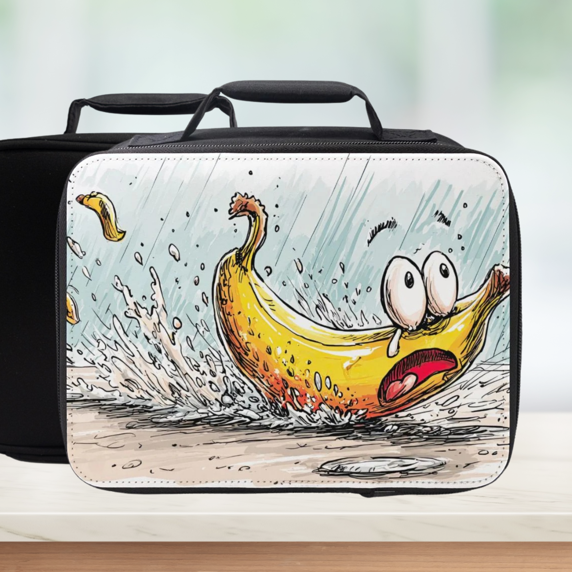 Banana Slipping & Sliding Insulated Lunch Bag - Cartoon Art Lunchbox