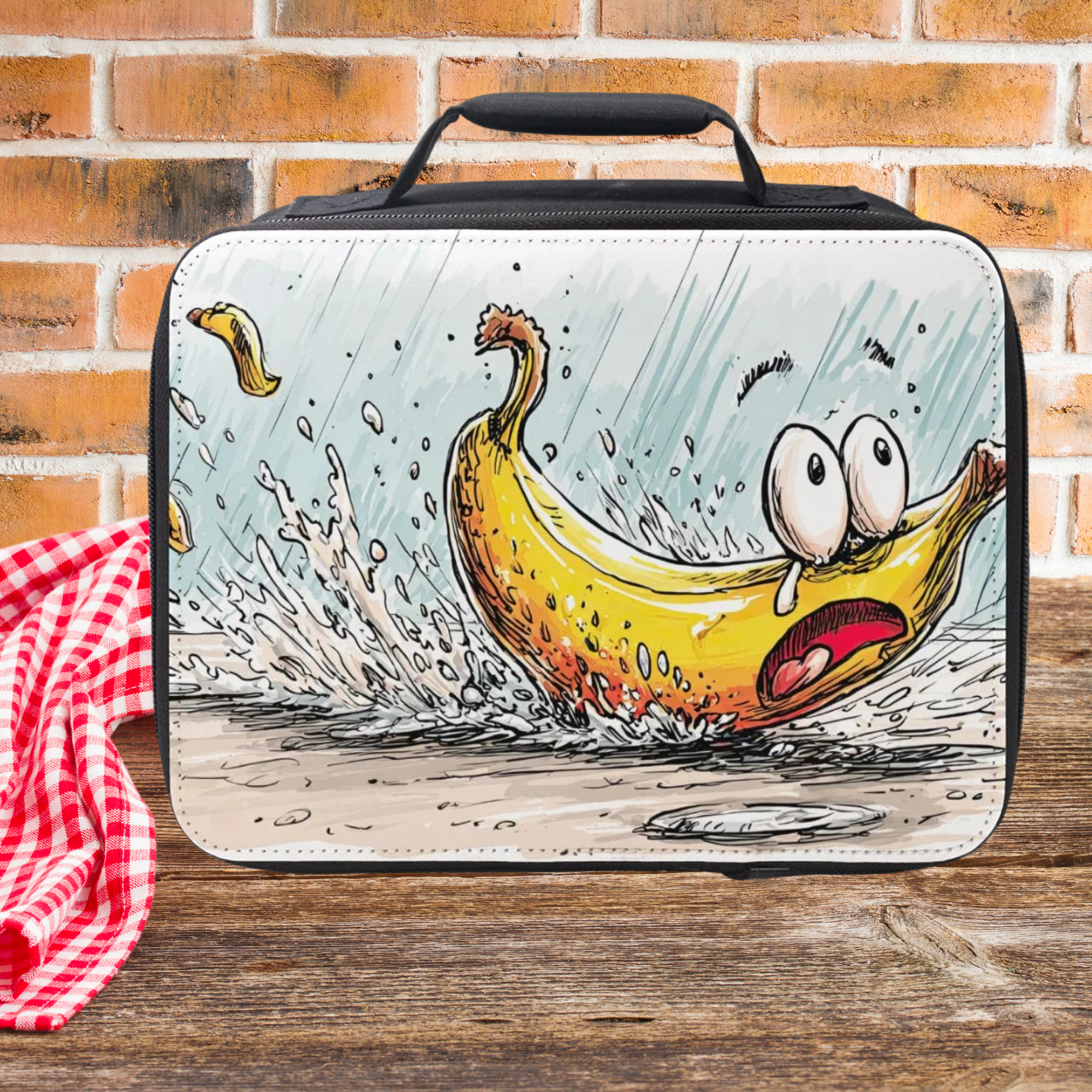Banana Slipping & Sliding Insulated Lunch Bag - Cartoon Art Lunchbox