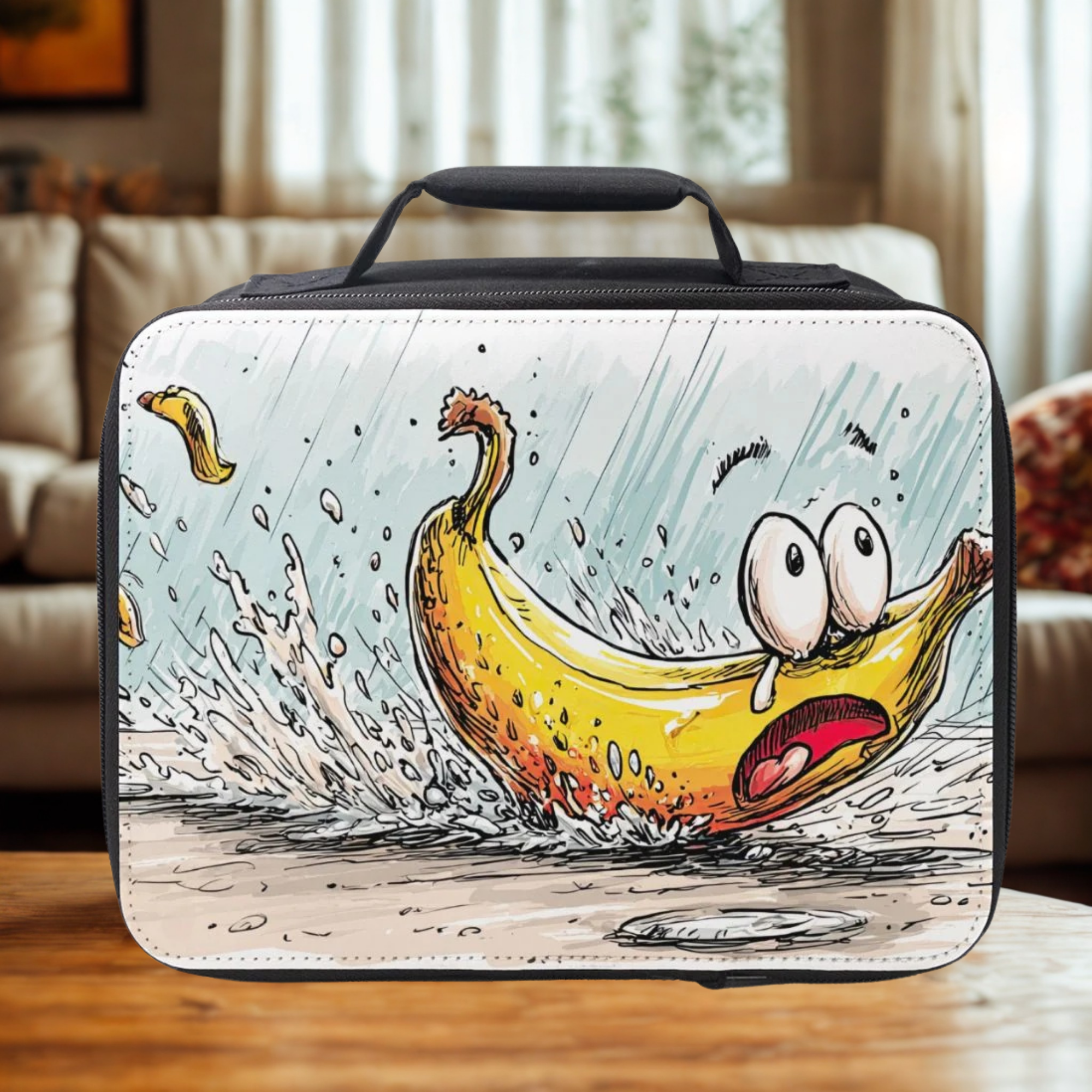 Banana Slipping & Sliding Insulated Lunch Bag - Cartoon Art Lunchbox
