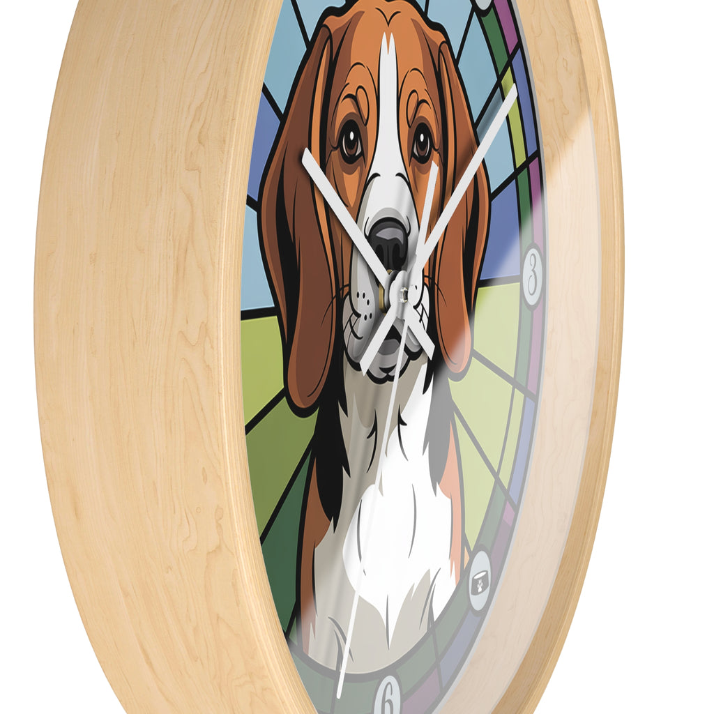 Wall clock with a Beagle dog design on a colorful background
