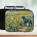 Black Labrador In Yellow and Blue Wildflowers Insulated Lunch Bag