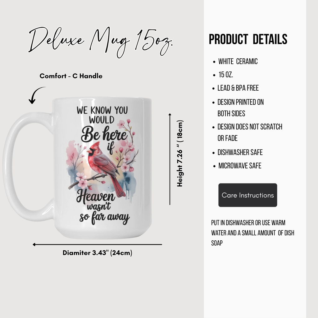Cardinal Bird Remembrance Mug Deluxe 15oz.