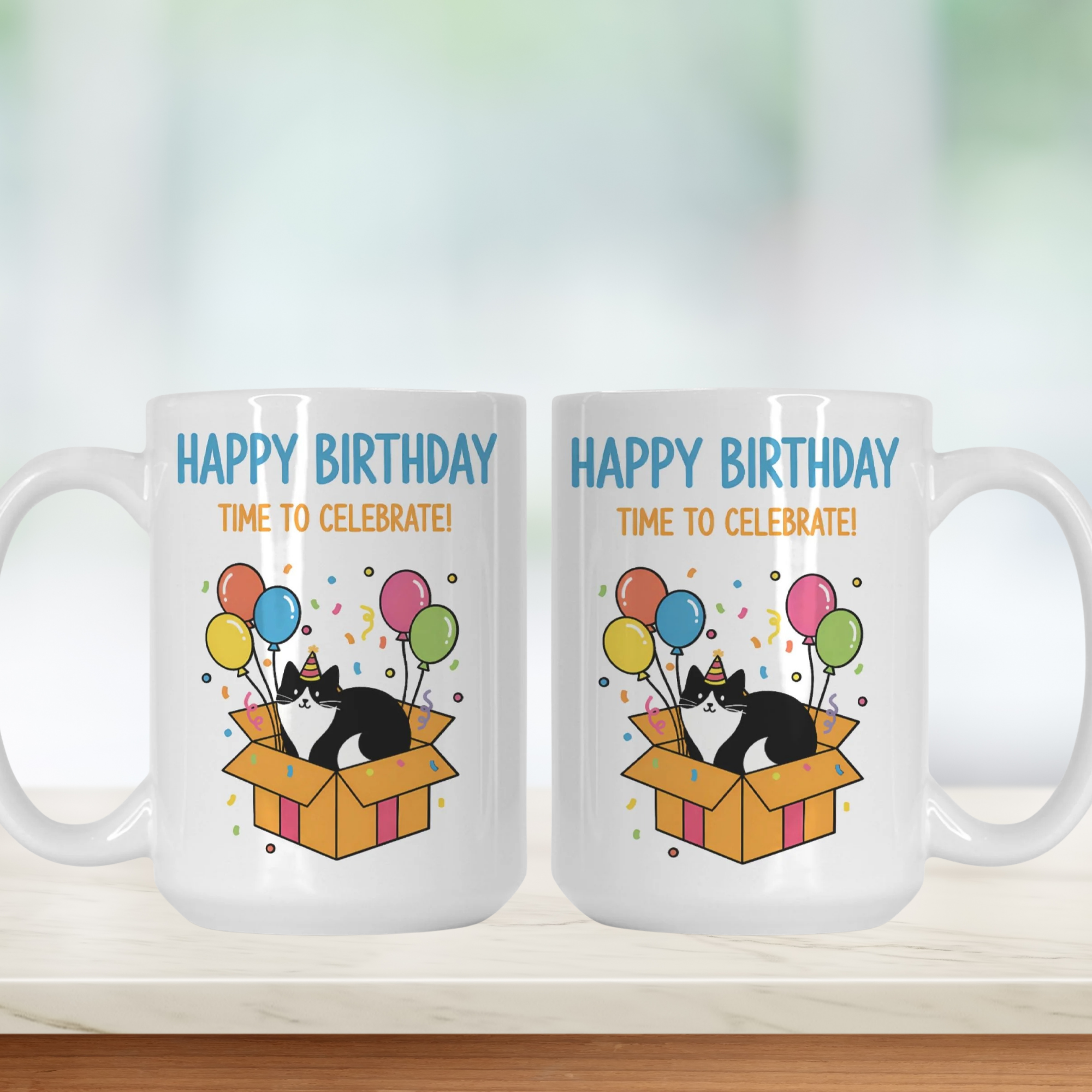 Cat Birthday Time To Celebrate Mug Deluxe 15oz.