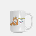 White mug with a cat illustration and text 'Paw-Sitively Your Special Day!' on a white background