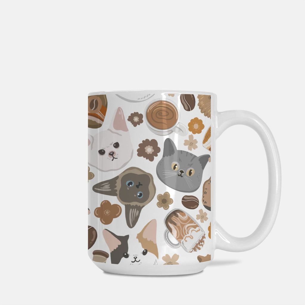 Mug with cat illustrations on a white background
